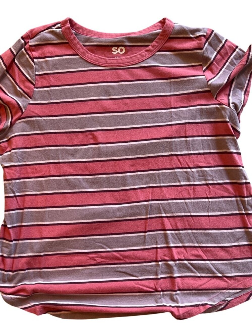 SO pink mauve striped cap sleeve t shirt top XXL